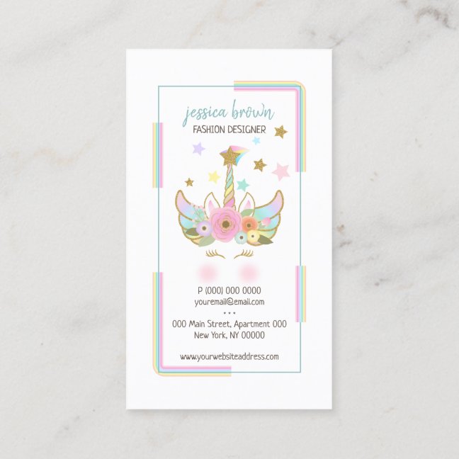 Pastel Unicorn Kids Boutique Jewelry Display Business Card
