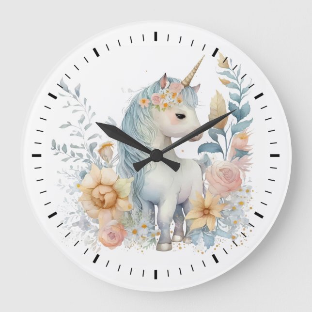 Pastel Unicorn Large Clock (Front)