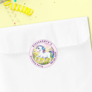 Pastel Unicorn Magical Custom Birthday Classic Round Sticker