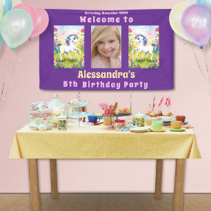 Pastel Unicorn Magical Custom Birthday Photo Banner