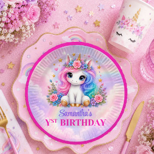 Pastel Unicorn Magical Day Girl Birthday Paper Pla Plates