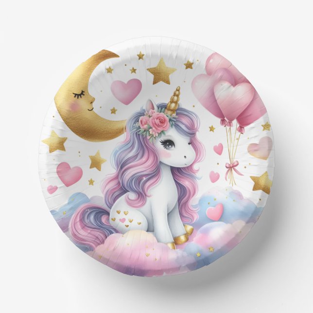 Pastel Unicorn  Paper Bowls (Front)