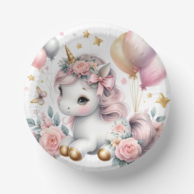 Pastel Unicorn  Paper Bowls (Front)
