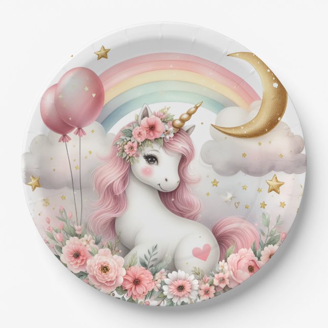 Pastel Unicorn  Paper Plates (Front)