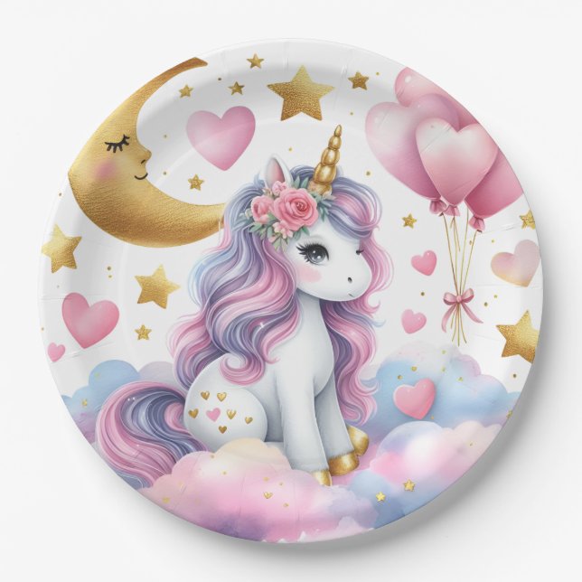Pastel Unicorn  Paper Plates (Front)
