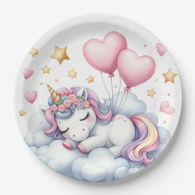 Pastel Unicorn  Paper Plates (Front)