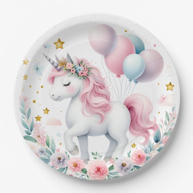 Pastel Unicorn  Paper Plates (Front)