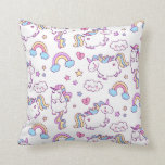 Pastel Unicorn Pattern Throw Pillow