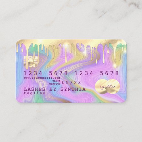 pastel unicorn pink and gold marble Credit Card
