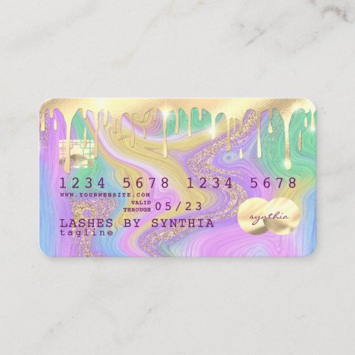 pastel unicorn pink and gold marble Credit Card