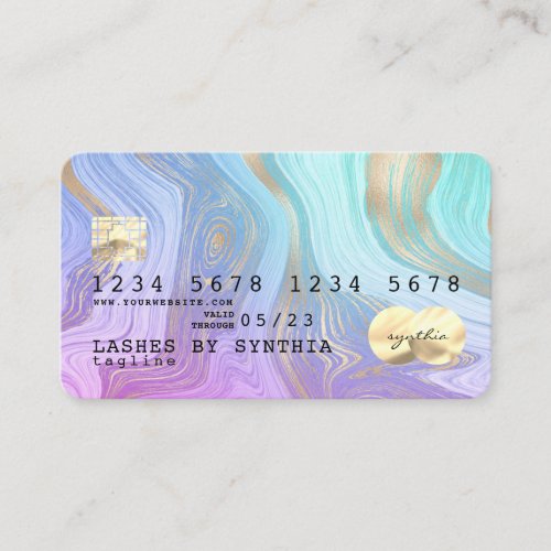 pastel unicorn pink liquid gold marble Credit Card