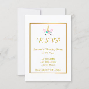 PASTEL UNICORN RAINBOW 2 ALL Occasion RSVP Invitation