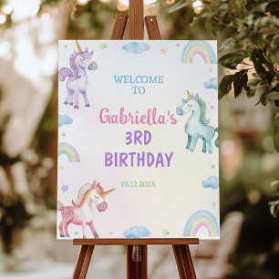 Pastel Unicorn Rainbow Birthday Welcome Sign