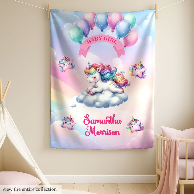 Pastel Unicorn Rainbow Clouds Baby Girl Blanket (Pastel Unicorn Rainbow Clouds Baby Girl Blanket)
