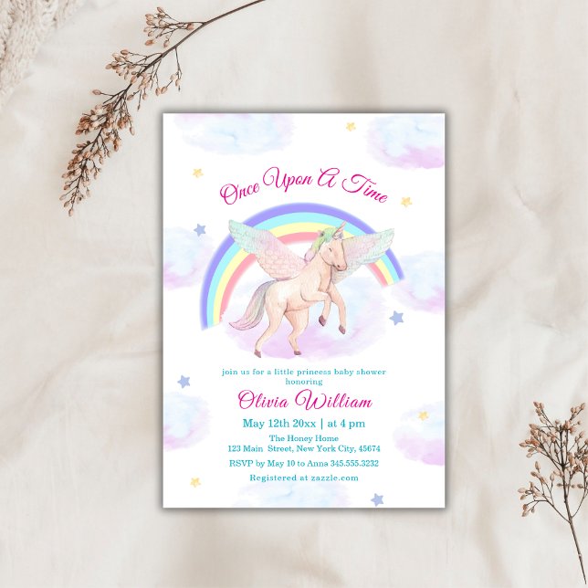 Pastel Unicorn Rainbow Fairytale Baby Shower Invitation (Pastel Unicorn Rainbow Fairytale Baby Shower Invitation)