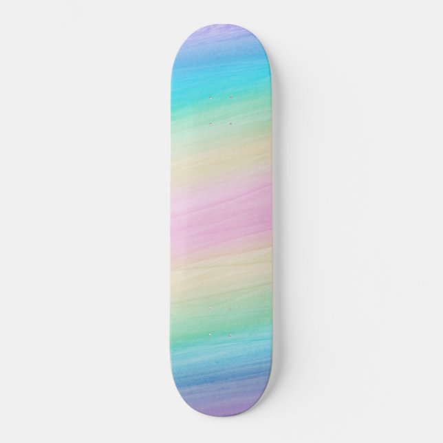 Pastel Unicorn Rainbow Watercolor #2 Skateboard (Front)