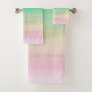 Pastel Unicorn Rainbow Watercolor Dream #1 Bath Towel Set