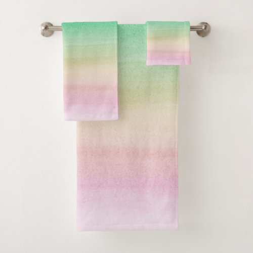 Pastel Unicorn Rainbow Watercolor Dream 1 Bath Towel Set