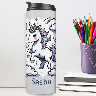 Pastel Unicorn Sparkle Rainbow Custom Name  Thermal Tumbler