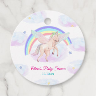 Pastel Unicorn Star Rainbow Fairytale Baby Shower  Favor Tags