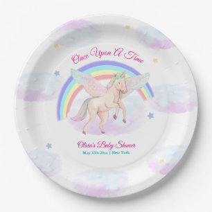 Pastel Unicorn Star Rainbow Fairytale Baby Shower Paper Plates