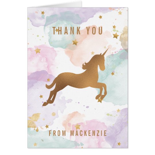 pastel unicorn thank you card zazzlecom