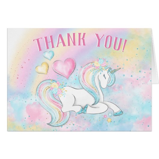 Pastel Unicorn Thank You Cards (Front Horizontal)