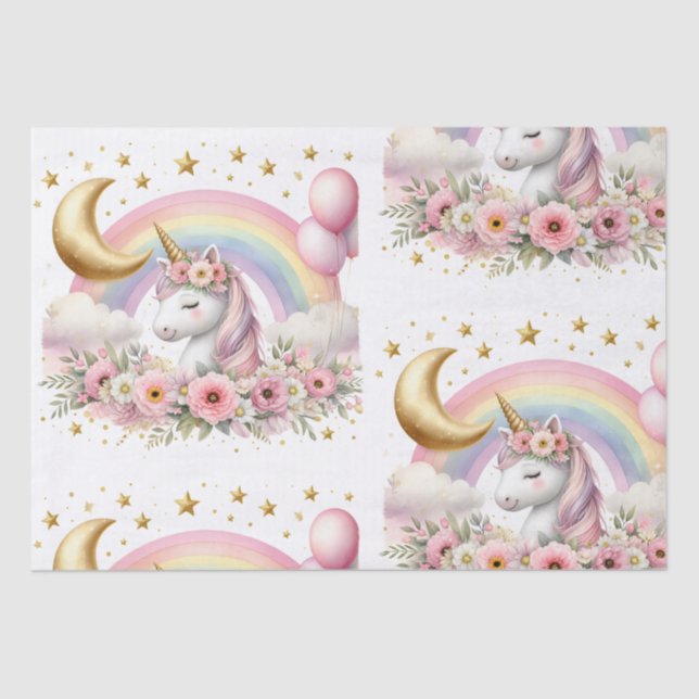 Pastel Unicorn  Tissue Paper (Front)