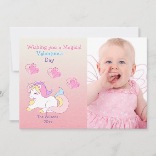 Pastel Unicorn Valentines Day Photo Card