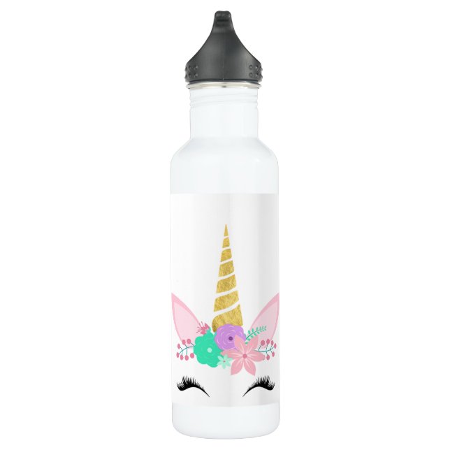 PASTEL UNICORN WHITE STAINLESS STEEL  WATER BOTTLE (Right)