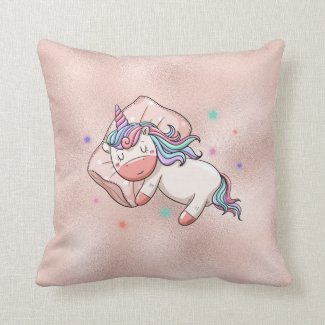 Pastel Unicorn with Matching Back  Throw Pillow