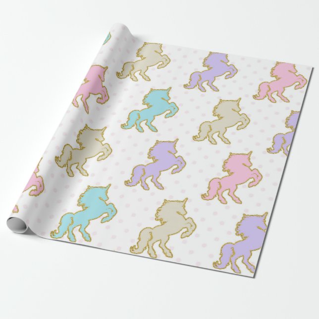 Pastel Unicorn Wrapping Paper (Unrolled)