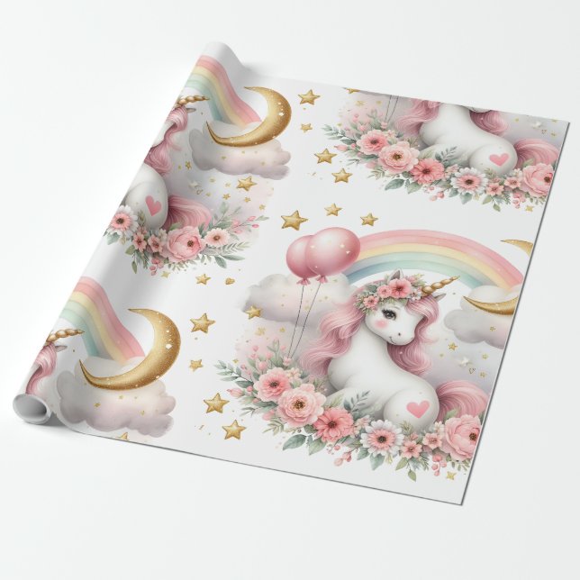 Pastel Unicorn  Wrapping Paper (Unrolled)
