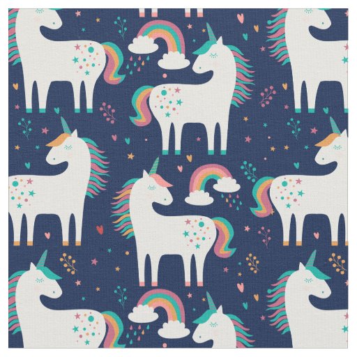 Pastel Unicorns & Rainbows Fabric