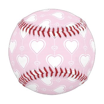 Pastel Valentine Hearts Baseball by StuffOrSomething at Zazzle