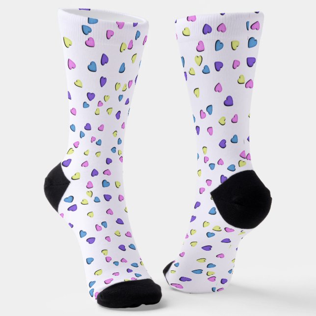 Pastel Valentine Hearts Socks (Angled)