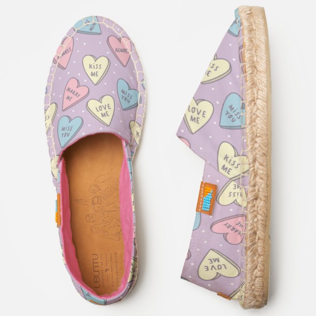 pastel valentines day heart candy  espadrilles (Side)