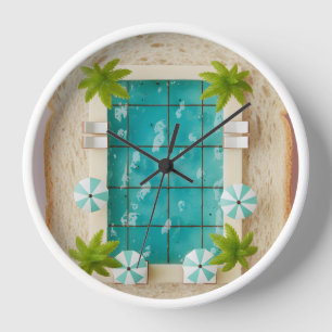 Pastel Vaporwave Pool Toast Clock