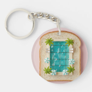 Pastel Vaporwave Pool Toast Keychain