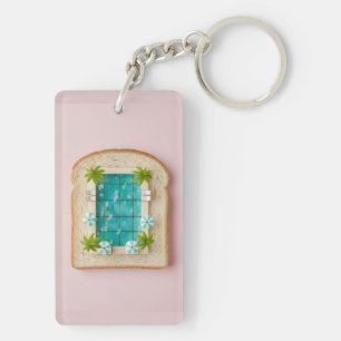 Pastel Vaporwave Pool Toast Keychain