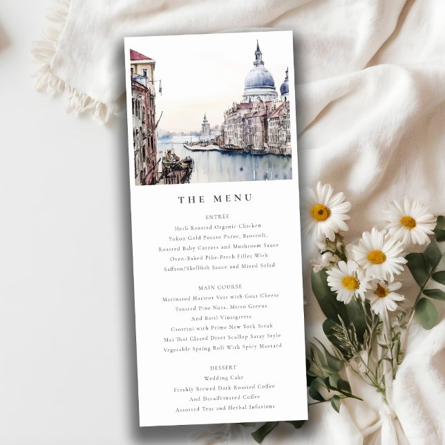 Pastel Venice Italy Canals Watercolor Menu Card (Creator Uploaded)