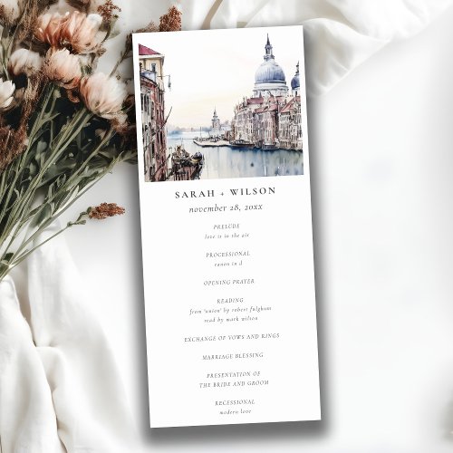 Pastel Venice Italy Canals Wedding Program