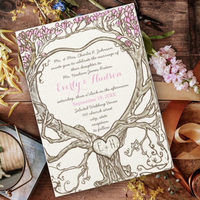 Pastel Veri Pink Boho Heart Shaped   Invitation (Creator Uploaded)