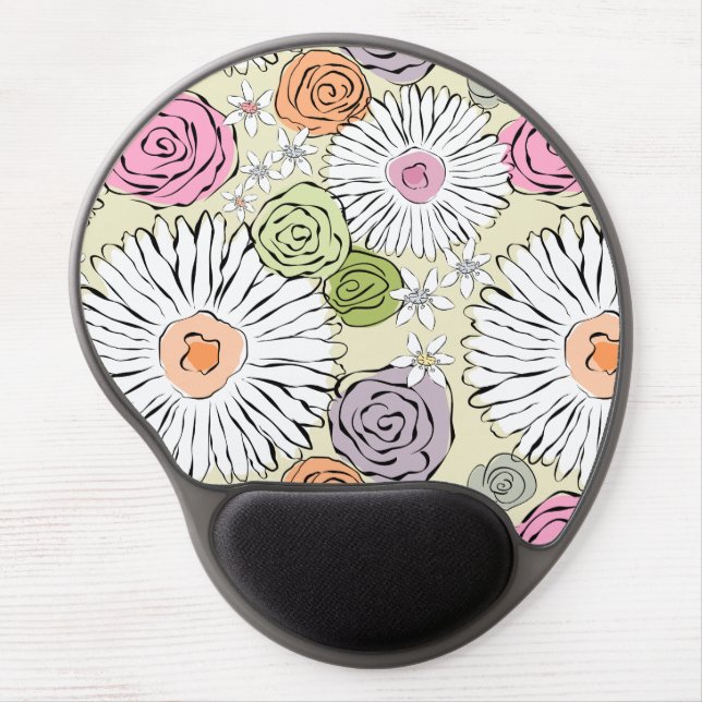 Pastel vintage abstract spring flowers gel mouse pad (Front)