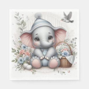PASTEL VINTAGE BABY BOY BLUE ELEPHANT NAPKINS