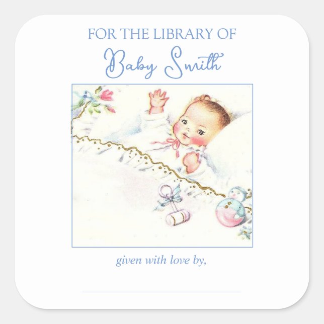 Pastel Vintage Baby Girl Baby Shower Book Plate (Front)