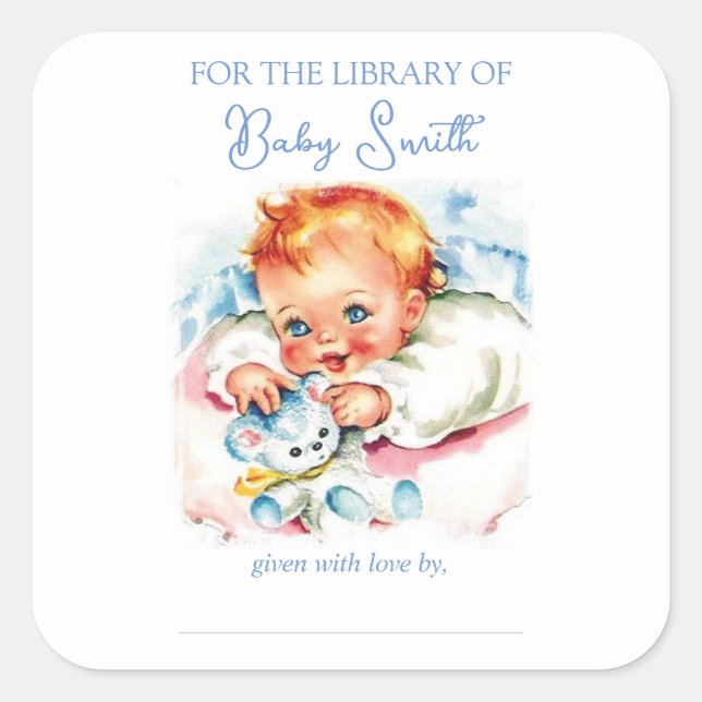 Pastel Vintage Baby Girl Baby Shower Book Plate (Front)