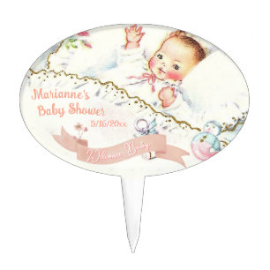 Pastel Vintage Baby Girl Baby Shower Cake Topper