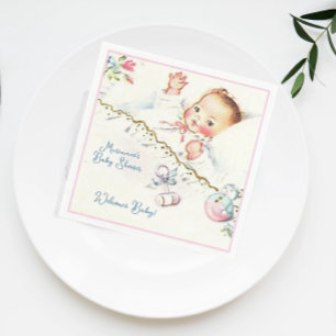Pastel Vintage Baby Girl Baby Shower Napkins