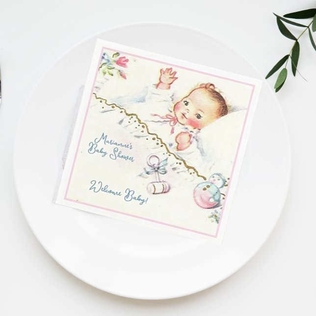 Pastel Vintage Baby Girl Baby Shower Napkins (Creator Uploaded)